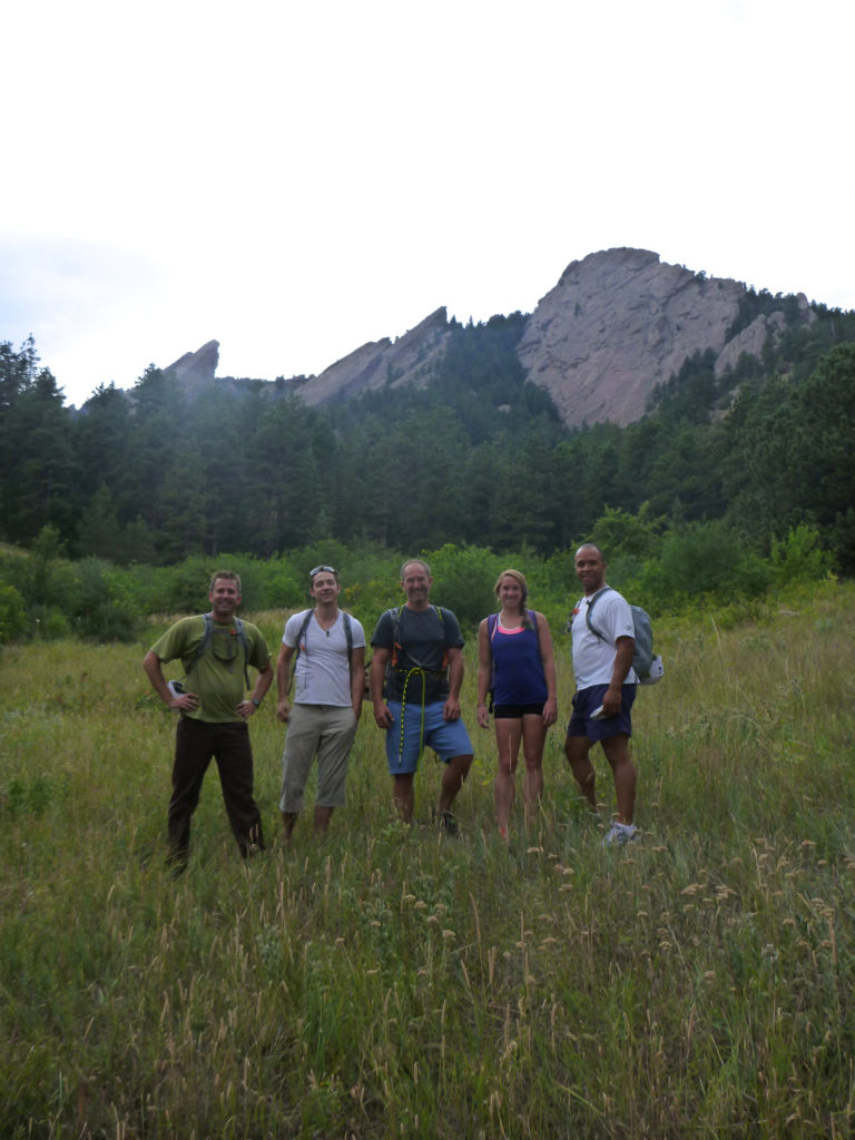 AdMonsters group climbing in the Flatirons